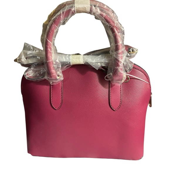 Trina Turk Wine Color Satchel with Gold Details and Animal Print Card case NWT - Picture 2 of 6